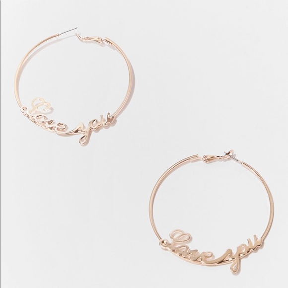 Forever 21 Jewelry - Love You Hoop Earrings